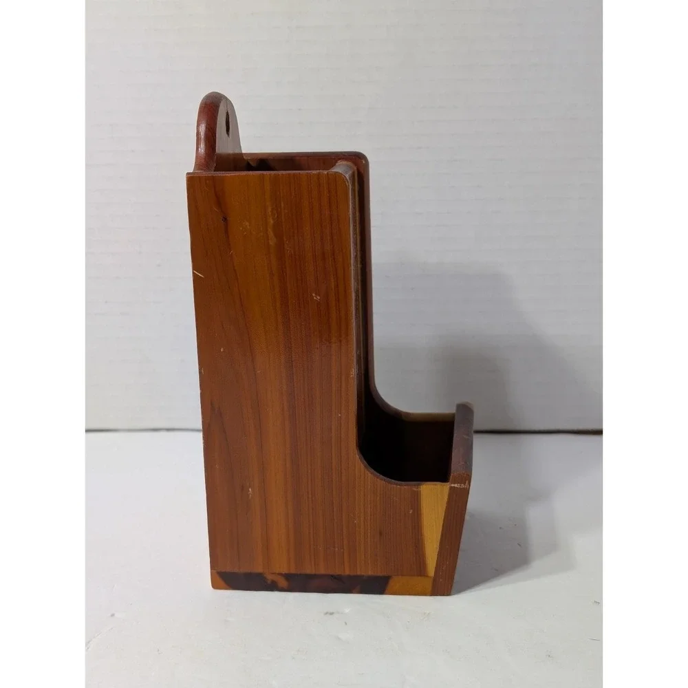 Vintage Cedar Wood Souvenir Match Holder - Montana Cabin Decor Wall Mount